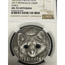 ONZA DE PLATA CAPSULADA NGC MS 70 ANTIQUED 2017 MONGOLIA