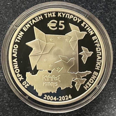 2024 - 5 EURO PROOF - 20 Anniversary European Union - CHIPRE