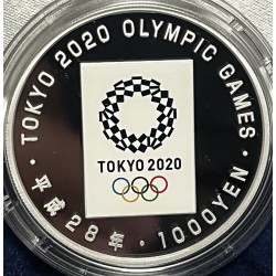 TOKYO OLYMPIC GAMES 2020 Juegos Olimpicos 1 Oz Moneda Plata 1000 Yen Japan 2016