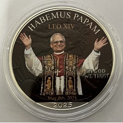 1 oz USA Habemus Papam Leo XIV Color con certificado 2025