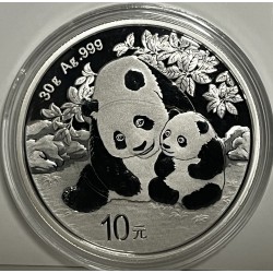 China 2024 Panda 10 Yuan Moneda 30 gramos de Plata