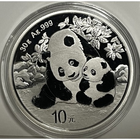 China 2024 Panda 10 Yuan Moneda 30 gramos de Plata