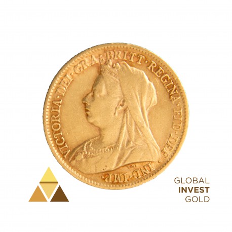 Moneda de Oro Medio Soberano Victoria 1898
