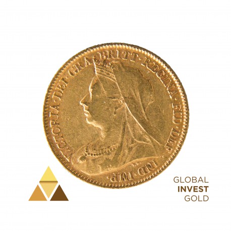 Moneda de Oro Medio Soberano Victoria 1896