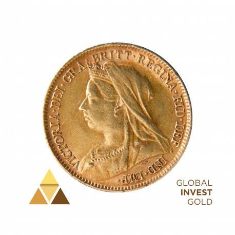 Moneda de Oro Medio Soberano Victoria 1899