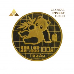 1 Oz Gold Panda Leaning on Paw 31.10 g 1989